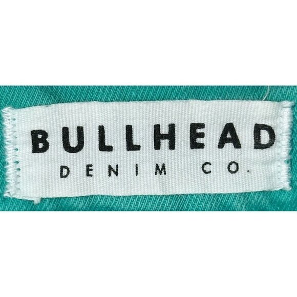 Bullhead Jean Shorts Cut Offs Women Size 5 Green Low Rise Stretch Denim Frayed - Picture 6 of 11